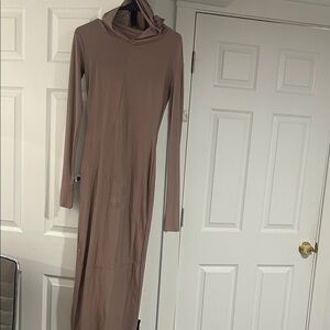 Chic Long Sleeve Tan Dress